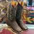 Brown Alligator Print Boots Square Toe