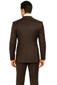 Brown One Button 3 Piece Suit  by Rossiman