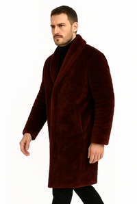 Burgundy Faux Fur Coat