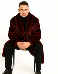 Burgundy Faux Fur Coat