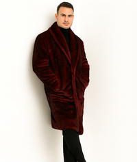 Burgundy Faux Fur Coat