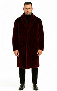 Burgundy Faux Fur Coat