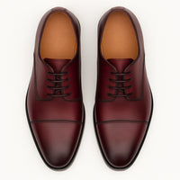 Mens Mezlan Republic Calfskin Cap Toe Blucher Dress Shoe in Tan