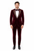 EJ Samuel Men's Burgundy Modern Fit Velvet Tuxedo with Gold Sequin Lapel
