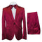 Mens Satin-Finish Pinstripe - Shiny Metallic Stripe Peak Lapel in Color Burgundy - Modern Fit By Rossiman