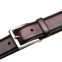 Mezlan Classic Calfskin Patina Belt Burgundy