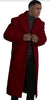 Mens Overcoat With Fur Collar - Burgundy Topcoat - Maroon Wool Fabric Long Coat