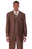 Mens 3 Button Vested Tonal Stripe Suit in Brown