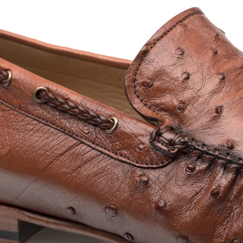 Mens Mezlan Rollini Ostrich Quill  Dress Shoe Loafer in Brown