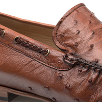 Mezlan Ostrich Leather Moccasin Slip-On Loafers