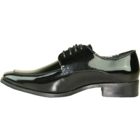 Bravo Mens Classic Moc Toe Shiny Patent Tuxedo Prom Shoe in Black