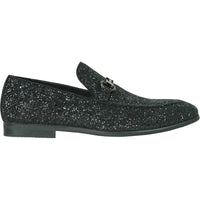 Bravo Mens Modern Glitter Sequin Prom Tuxedo Buckle Loafer in Black - Men's Dress Shoes