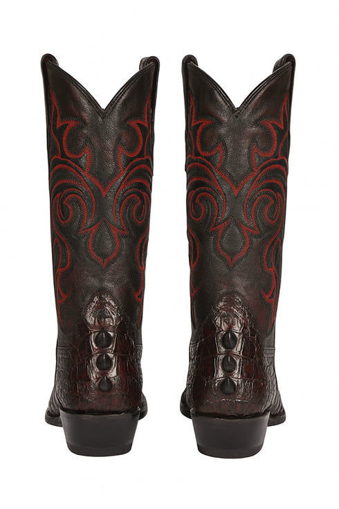 Caiman Tail Boots J-toe Black Cherry