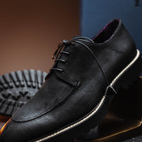 Zelli Campo Sueded Goatskin Lace-up Blucher Shoes in Black