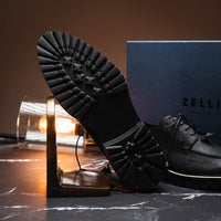 Zelli Campo Sueded Goatskin Lace-up Blucher Shoes in Black