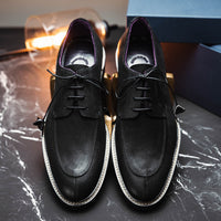 Zelli Campo Sueded Goatskin Lace-up Blucher Shoes in Black