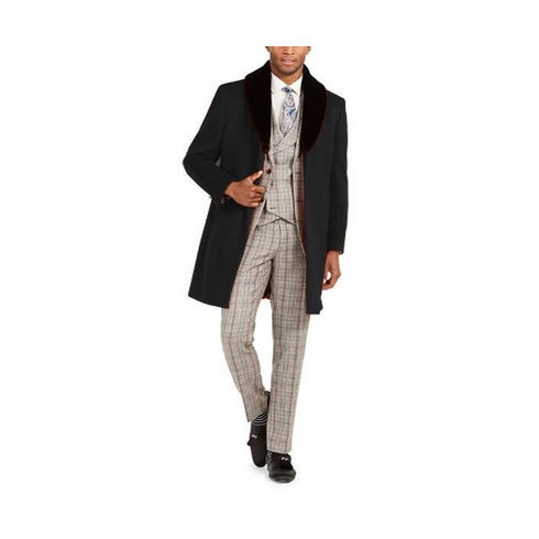 Men's Car coat - Men's Driving Coat - Black Wool Coat