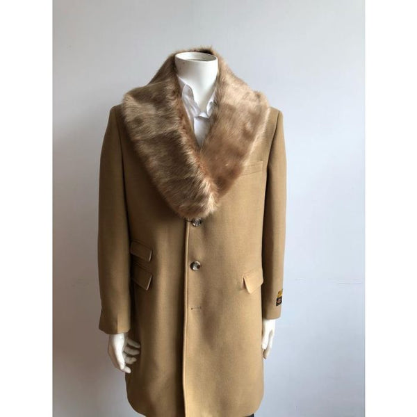 Men's Driving Coat - Men's Car coat - Dark Tan Wool Coat