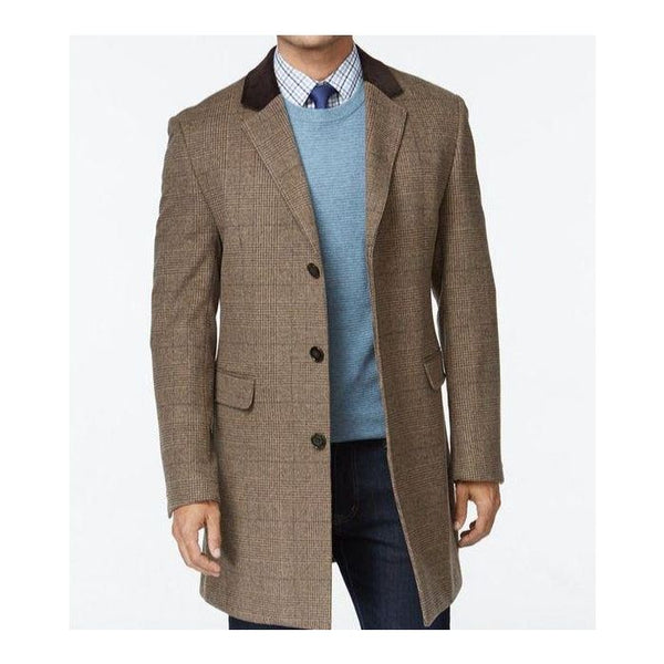 Men's Driving Coat - Men's Car coat - Alberto Nardoni plaid Wool Coat