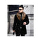 Men's Driving Coat - Men's Car coat - Black Overcoat with Golden Fur Wool Coat