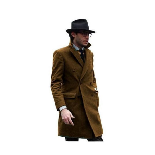 Men's Driving Coat - Men's Car coat - Camel Wool Coat