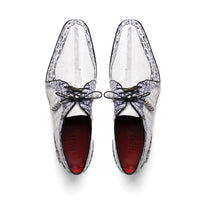 Marco_Di_Milano Caribe White Leather Sneakers - "Newspaper" Accent