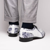 Marco_Di_Milano Caribe White Leather Sneakers - "Newspaper" Accent