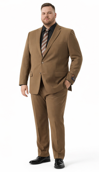 Carlo Lusso Brown Two-button Poly Blend Suit