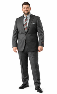 Carlo Lusso Charcoal Two-button Slim Fit Poly Blend Suit