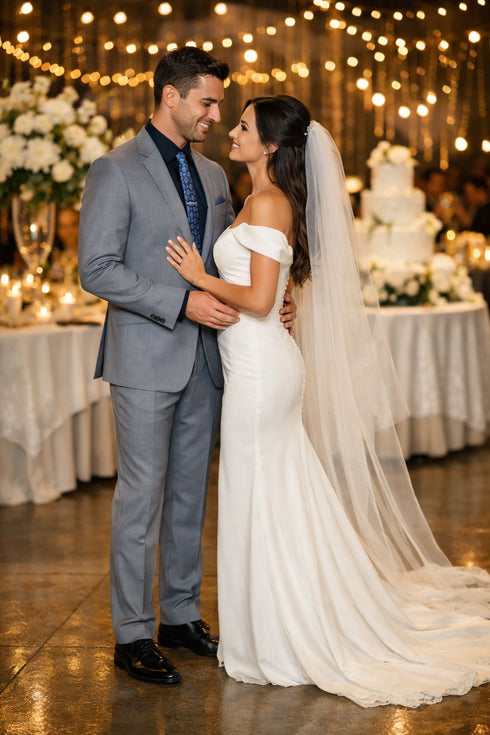 Carlo Lusso Medium Gray Two-button Poly Blend Suit