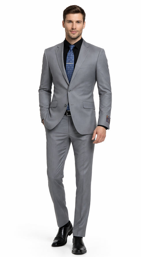 Carlo Lusso Medium Gray Two-button Poly Blend Suit