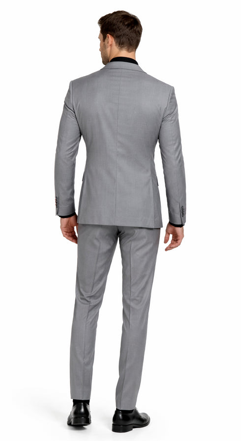 Carlo Lusso Medium Gray Two-button Poly Blend Suit