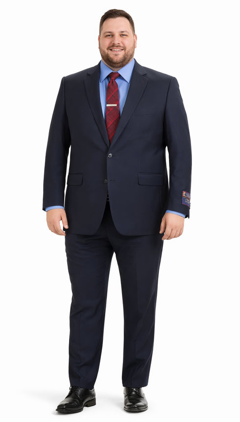 Carlo Lusso Navy Two-button Poly Blend Suit