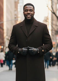 Men's Brown Single Breasted Full Length Top Coat Seattle