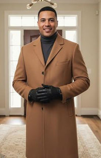 Men's Light Brown Single Breasted Full Length Top Coat Seattle