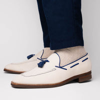 Zelli Carmen Italian Sueded Goatskin Tassel Loafers in Sand