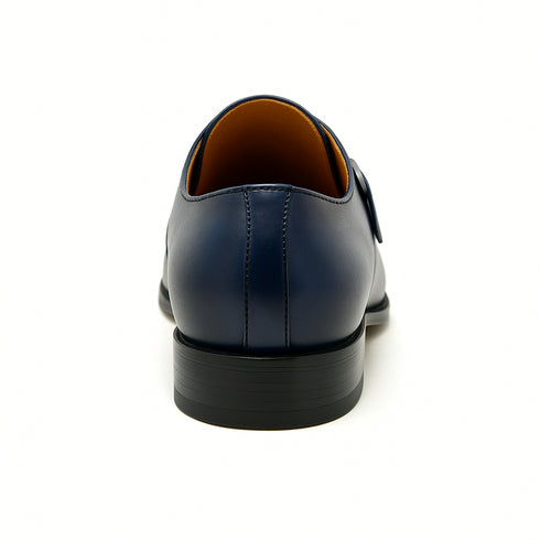 Mens Carrucci Classic Leather Fade Single D-Buckle Monk Strap Dress Shoe in Chestnut