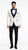 Men’s White Metallic Flake Navy Tuxedo – 3-Piece Tailored-Fit Set
