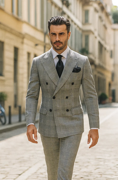Classic Fit in Black and White Plaid Color by Rossiman