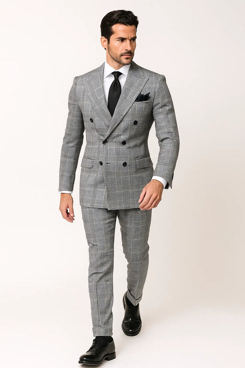 Classic Fit in Black and White Plaid Color by Rossiman
