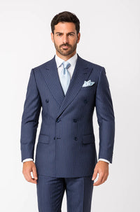 Navy with White Pinstripe Fabric