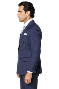 Navy with White Pinstripe Fabric