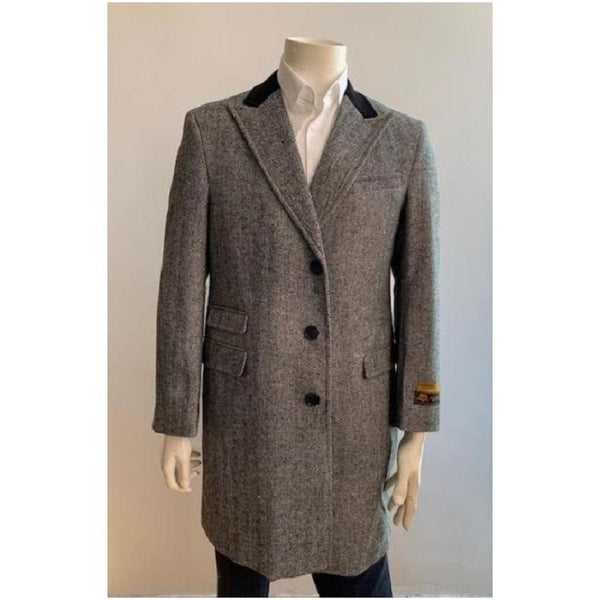 Chesterfiled Overcoat - Chesterfiled Three Qurter Mens Coat Wool Cashmere Topcoat Gray By Alberto Nardoni