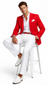 Christmas Red Prom Outfit Best Inexpensive ~ Cheap ~ Discounted Blazer Suit Jacket For Affordable Big Sizes Affordable Sport Coats Sale Include White Shirt & White Pants