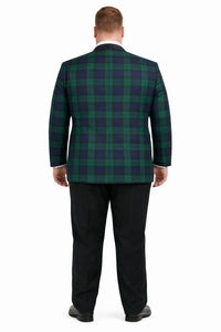 Big and Tall Holiday Jackets - Christmas Tartan Plaid Sport Jacket For Big Man in Color Green and Blue Tartan Scottish Pattern