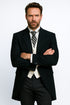 Cutaway Tuxedo - Black Peak Lapel Long Suit Perfect For Wedding or Musicians
