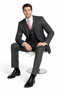 Mens Charcoal Tiglio Suit – Classic 3 Piece Dark Grey Suit for Business, Wedding and Formal Wear