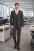 Mens Charcoal Tiglio Suit – Classic 3 Piece Dark Grey Suit for Business, Wedding and Formal Wear