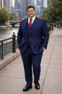 Mens Mantoni Solid Navy Suit – Classic 2 Piece Navy Blue Suit for Wedding, Business & Formal Wear