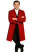 Three Buttons Red Wool Fabric Overcoat / Long men's Dress Topcoat - Winter coat